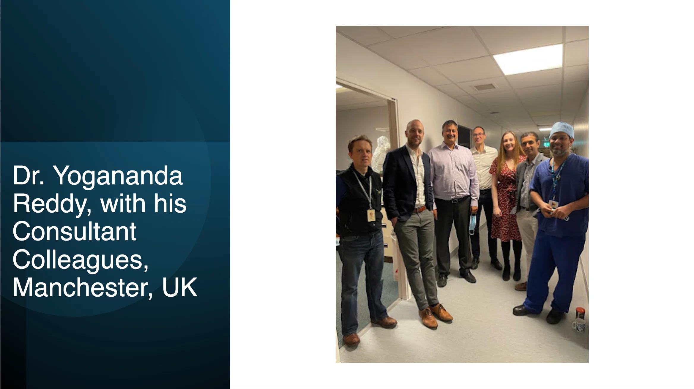 Dr. Yogananda Reddy as Clinical Director, ELHT Hospitals, 2016 Manchester, UK