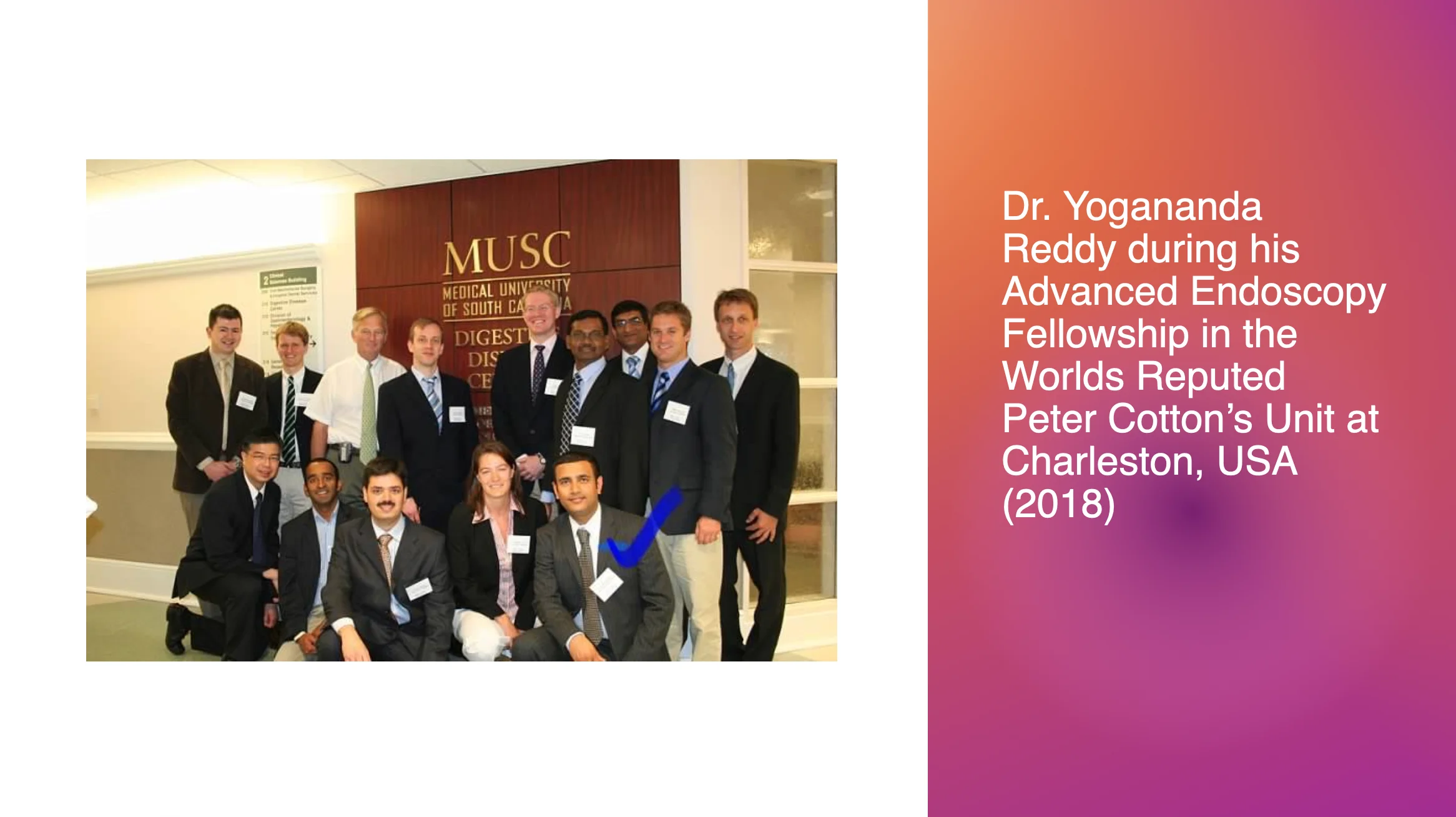 Dr. Yogananda Reddy as Clinical Director, ELHT Hospitals, 2016 Manchester, UK