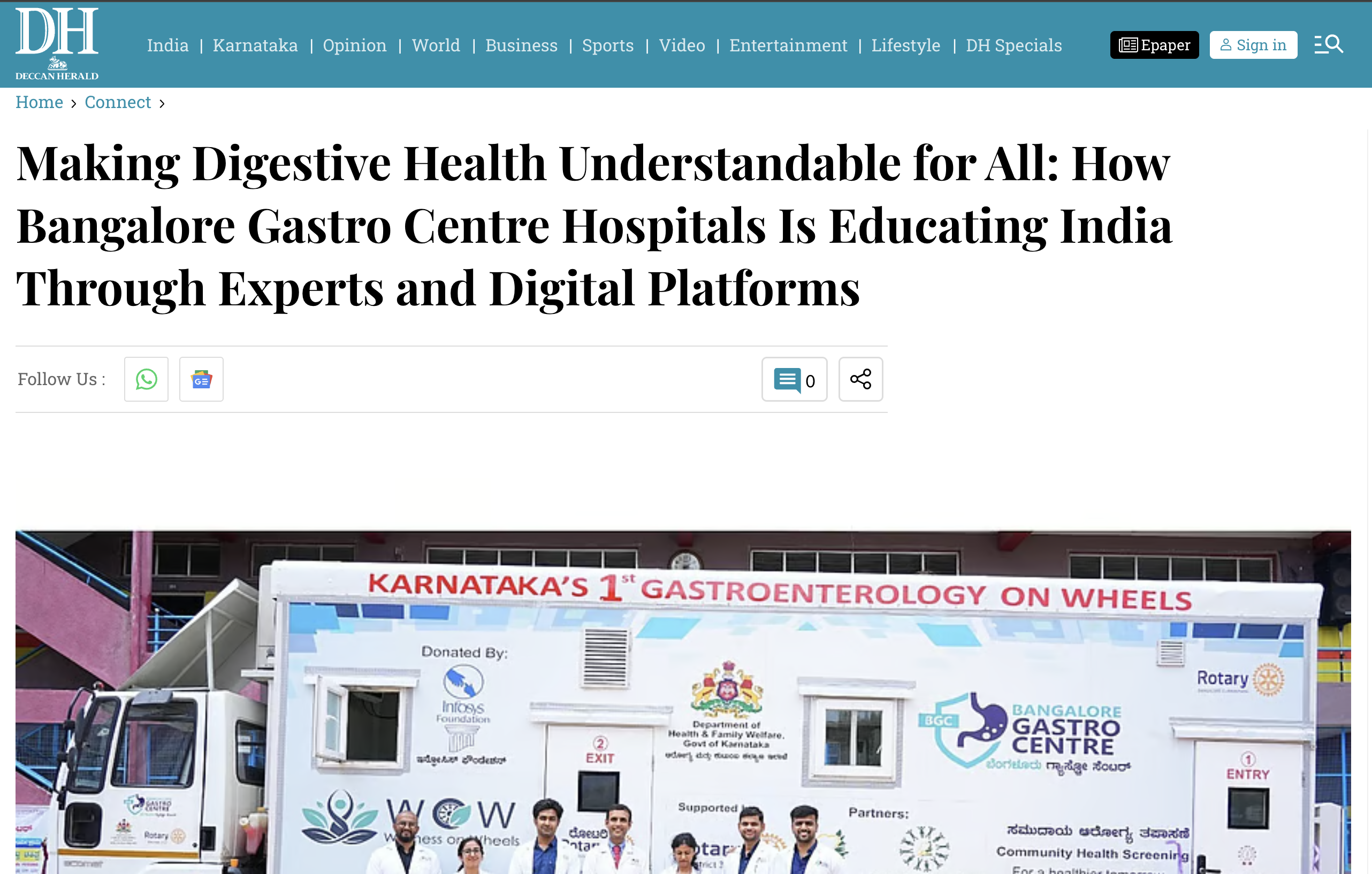 Featured on Deccan Herald: Educating India on Digestive Health