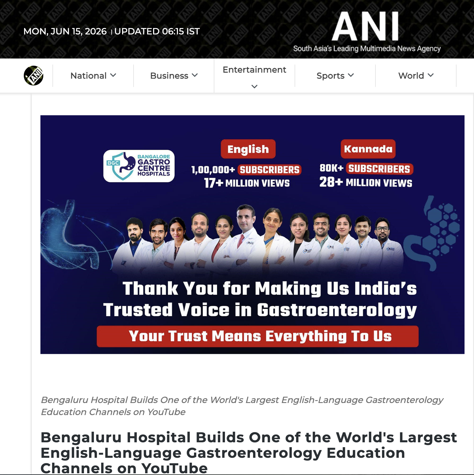 ANI Features BGC’s Global Impact in Digestive Health Education