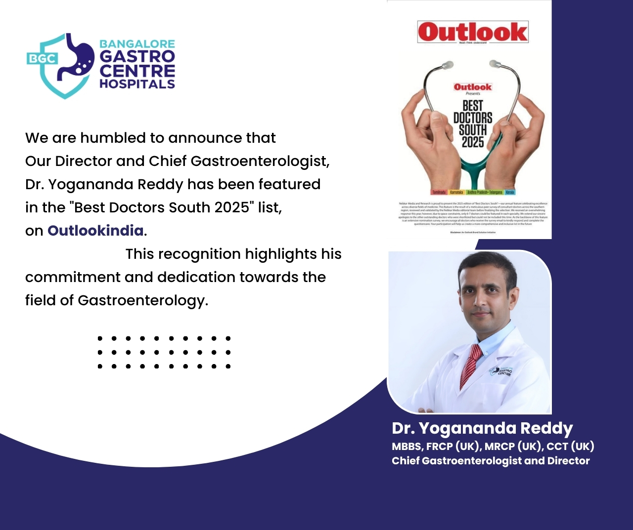 Dr. Yogananda Reddy Featured in Outlook’s Best Doctors South 2025 List